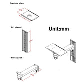 Aluminum Alloy Swivel Wall Mount Bracket, Equipment Monitor Stand with Storage Basket